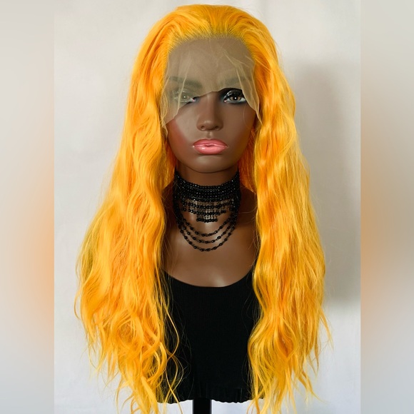 24” Orange Mango Premium Fiber 13x2.5 Lace Front Wig - Picture 3 of 9